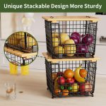 Wire Storage Basket For Kitchen Pantry: GGIU Kitchen Counter Basket Stackable Wire Organizing Bin For Produce Vegetable - Countertop Potato Onion Veggie Basket Black