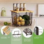 Wire Storage Basket For Kitchen Pantry: GGIU Kitchen Counter Basket Stackable Wire Organizing Bin For Produce Vegetable - Countertop Potato Onion Veggie Basket Bronze