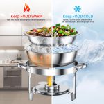 Chafing Dishes for Buffet Set: Chafers for Catering - Round Chafing Dish Buffet Set with Lids | Chafers and Buffet Warmers Sets | Serving Food Warmer | Chafers Servers Sets