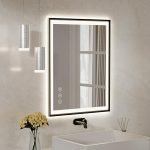 GGIU LED Bathroom Mirror with Lights, 36x28 Black Framed Vanity Mirror, Anti-Fog Smart Mirror, 5 Colors Lighted Mirror