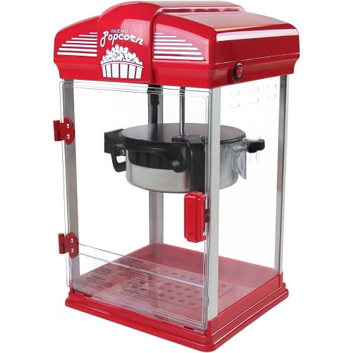GGIU Popcorn Maker with Nonstick Kettle, Vintage Hot Buttered Popcorn Machine, Red