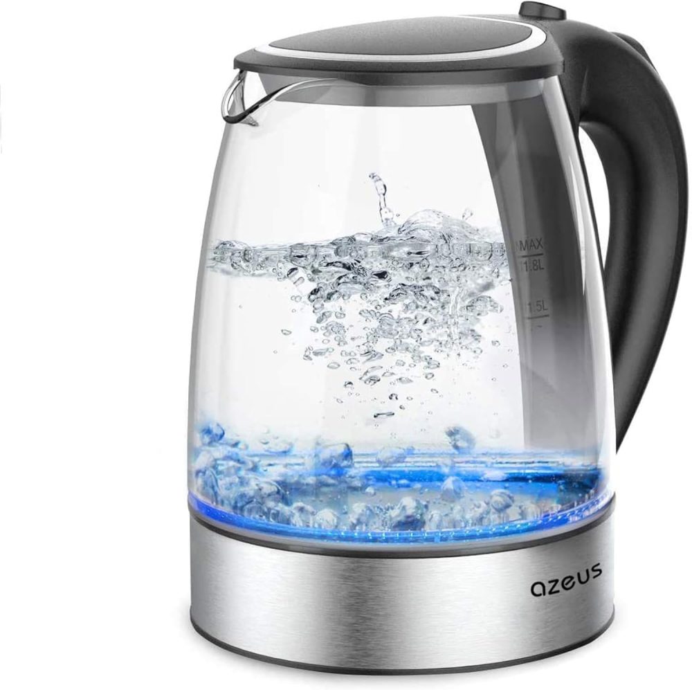 Brand Glass Electric Kettles for Boiling Water: Tea Water Heater Electric Kettle Fast Boiler 2L, Electric Teapot with Auto Shut Off, Boil-Dry Protection, BPA-Free Borosilicate Glass and Stainless Steel