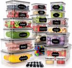 40 PCS Plastic Food Storage Containers with Lids Airtight, BPA-Free Leakproof Meal Prep Containers Reusable,Includes Labels and Pen