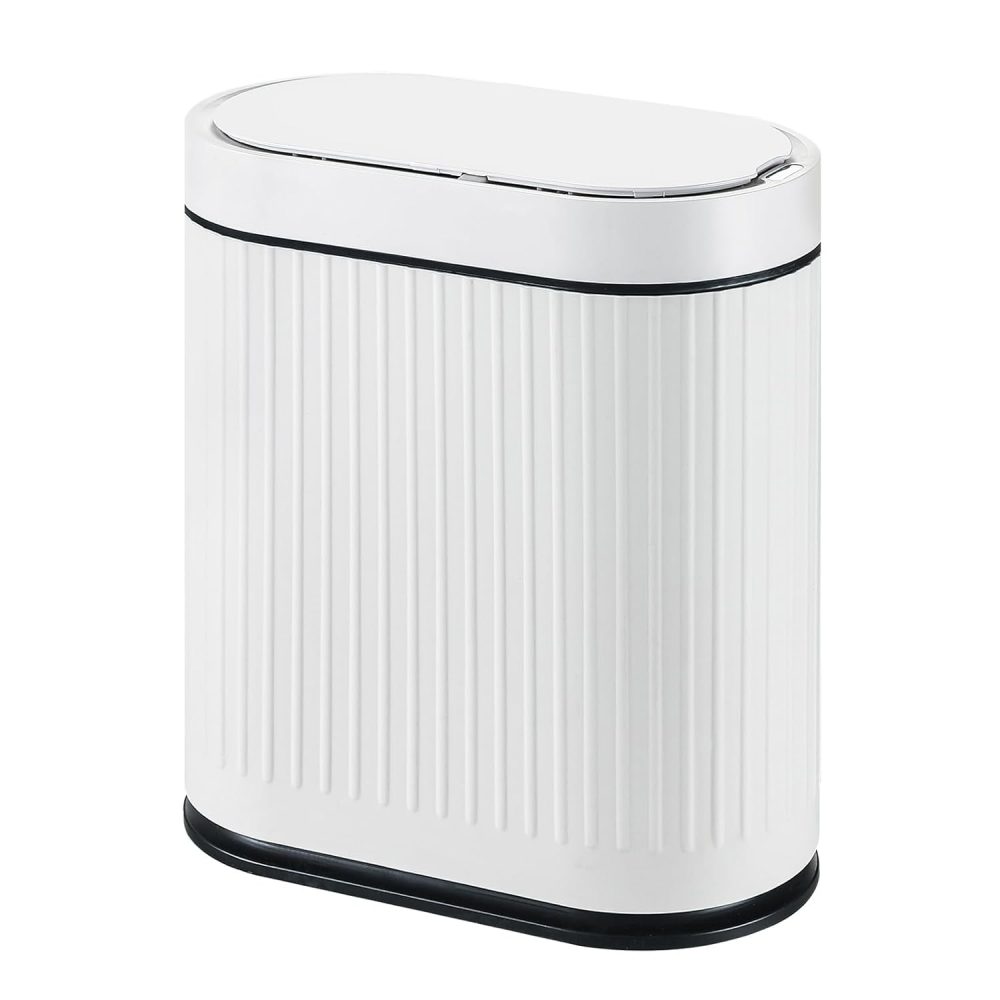 Bathroom Sensor Trash Can with Automatic Lid 2 Gallon Smart Garbage Can, 7.5 Liter Slim Small Trash Bin, Motion Sensor Waterproof Wastebasket for Office, Bedroom, Bathroom and Kitchen