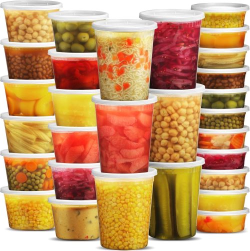 GGIU Deli Food Containers with Lids 48 Pack 16 Sets Food Storage Takeout Meal Prep Storage, Dishwasher, Microwave Safe