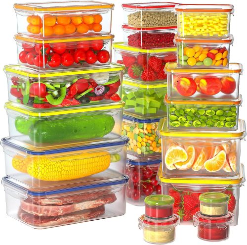 44 PCS Food Storage Containers with Lids Airtight, BPA Free Plastic Meal Prep Containers Reusable, Dishwasher Safe Leakproof Fruit Vegetables Containers for Kitchen