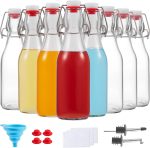 8 Set, 8 OZ Swing Top Glass Bottles Flip Top Beer Brewing Bottles with Stopper for 2nd Fermentation, Kombucha, Mead Kefir, Vanilla Extract, Juice, Tea