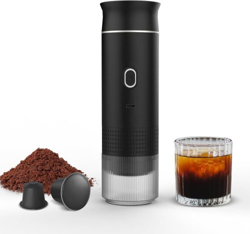 Portable Espresso Machine, Coffee Maker for Travel, 3-in-1 Rechargeable Car Coffee Maker Compatible with Ground Coffee and Capsule for Office, Camping