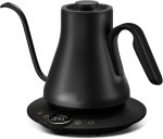 Electric Kettle, Gooseneck Electric Kettle, Temperature Control, Stainless Steel Inner, Quick Heating, for Pour Over Coffee, Brew Tea, Boil Hot Water, 1500W, 0.9L Black