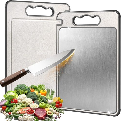 Titanium Cutting Board, Double Sided Chopping Board for Kitchen, Non-Toxic Non-Slip Cutting Board, Juice Groove, Food-Grade, Dishwasher Safe