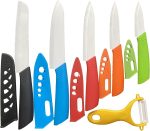 Ceramic Knife Set, Knives Set for Kitchen, Ceramic Kitchen Knives Colored Sheath, Bread Knife, Chef Knife, Utility Knife, Fruit Knife, Paring Knife