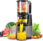 Cold Press Juicer, Slow Masticating Juicer Machines with 5.3 IN Large Feed Chute for Most Fruits and Vegetables, Easy to Clean Lemon Orange Juicer with 250W Motor and High Juice Yield