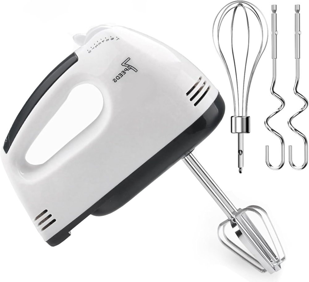 Hand Mixer, 7 Speed Electric Cake Whisk, Food Mixer Turbo Boost with 5 Stainless Steel Accessories, Food Beaters for Cake Bread