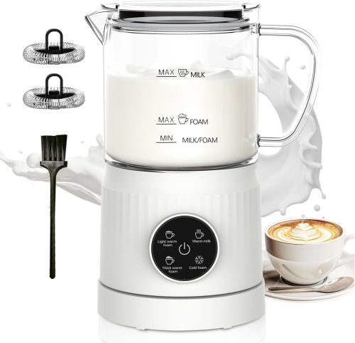 Electric Milk Frother, Automatic Milk Steamer, Hot Foam Maker, 360ml Milk Warmer for Latte, Cappuccinos, Macchiato with Silicone Spatula, Silent Operation