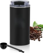 Coffee Grinder, Electric Coffee Grinder for Beans, Spices and More, One Touch Coffee Mill for Home Use or Kitchen, Stainless Steel Blades, Clean Brush Included Black